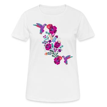 hummingbird, watercolor, illustration, flowers, Hungarian - Women's Breathable T-Shirt - white - Front - AI Model Female 172 dark (172cm)
