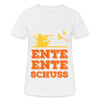 Ente Ente Schuss - Jagd - Frauen T-Shirt atmungsaktiv - Weiß - Vorne - AI Model Female 172 dark (172cm)