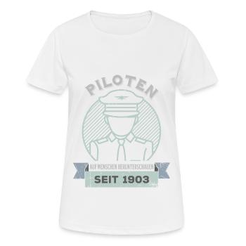 Ein Passagierflugzeugpilot In Uniform - Frauen T-Shirt atmungsaktiv - Weiß - Vorne - AI Model Female 172 dark (172cm)