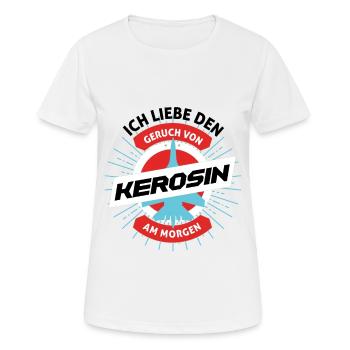Kerosin Am Morgen - Flugzeug Pilot - Frauen T-Shirt atmungsaktiv - Weiß - Vorne - AI Model Female 172 dark (172cm)