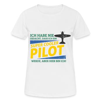 Alten Flugzeug - Pilot - Frauen T-Shirt atmungsaktiv - Weiß - Vorne - AI Model Female 172 dark (172cm)