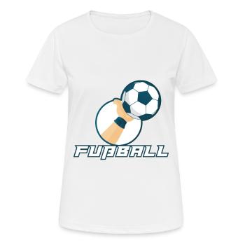 Hand Eines Torwarts Mit Fußball - Soccer - Frauen T-Shirt atmungsaktiv - Weiß - Vorne - AI Model Female 172 dark (172cm)