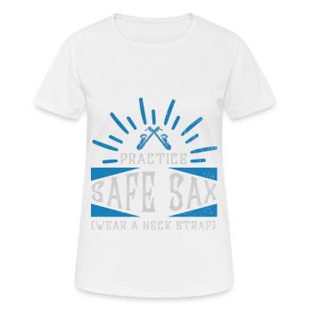 Practice Safe Sax - Saxophone - Women's Breathable T-Shirt - white - Front - AI Model Female 172 dark (172cm)