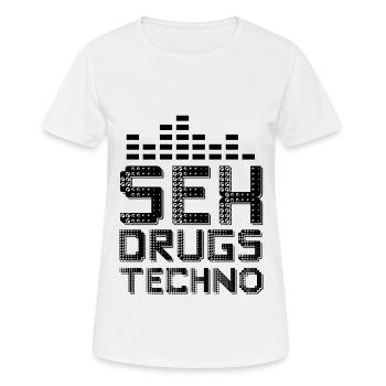 sex drogen Techno - Frauen T-Shirt atmungsaktiv - Weiß - Vorne - AI Model Female 172 dark (172cm)