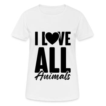 i love love animaux - T-shirt respirant Femme - blanc - Devant - AI Model Female 172 dark (172cm)
