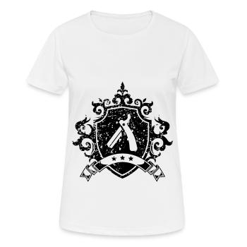 Barber Coat of Arms Symbol Razor Blade - Women's Breathable T-Shirt - white - Front - AI Model Female 172 dark (172cm)