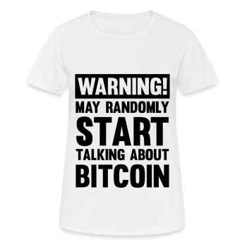 warning bitcoin - Women's Breathable T-Shirt - white - Front - AI Model Female 172 dark (172cm)