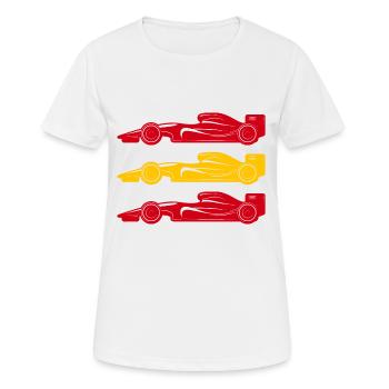 Drapeau de voiture de course de course de formule Espagne - T-shirt respirant Femme - blanc - Devant - AI Model Female 172 dark (172cm)