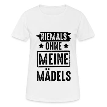 Niemals ohne meine Mädels - Frauen T-Shirt atmungsaktiv - Weiß - Vorne - AI Model Female 172 dark (172cm)