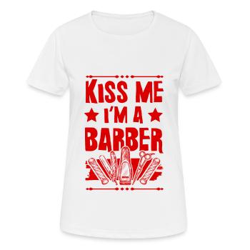 Kiss me Barber - Women's Breathable T-Shirt - white - Front - AI Model Female 172 dark (172cm)