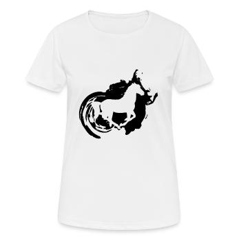 Équitation Animaux Équitation Chevaux - T-shirt respirant Femme - blanc - Devant - AI Model Female 172 dark (172cm)