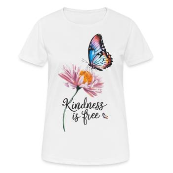 Freundlichkeit ist kostenlos - Frauen T-Shirt atmungsaktiv - Weiß - Vorne - AI Model Female 172 dark (172cm)