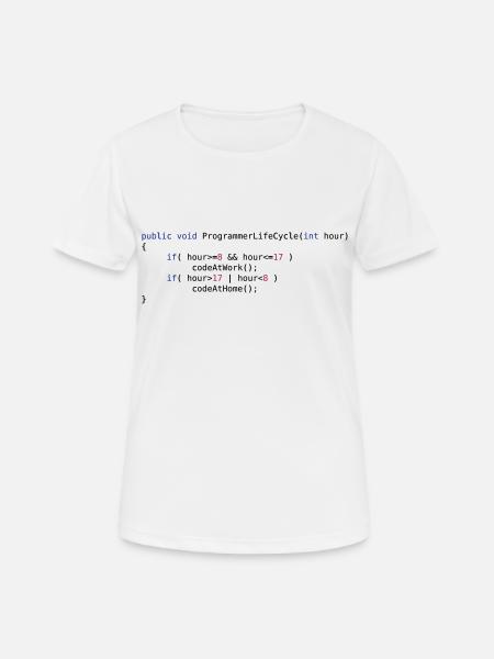 CODE AT WORK OR CODE AT HOME - JAVA PSEUDO - Frauen T-Shirt atmungsaktiv - Weiß