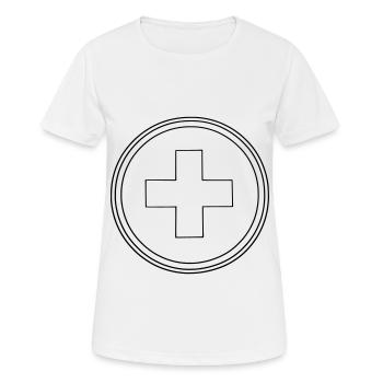 swisscross schweizerkreuz einfarbig - Frauen T-Shirt atmungsaktiv - Weiß - Vorne - AI Model Female 172 dark (172cm)