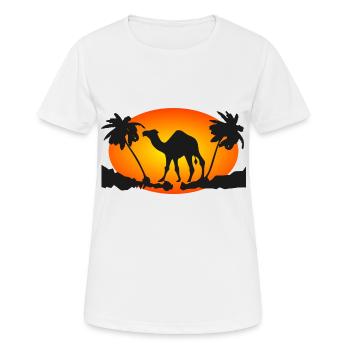 Chameau soleil palme cadeau désert été - T-shirt respirant Femme - blanc - Devant - AI Model Female 172 dark (172cm)