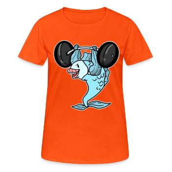 Pumping fish - Women's Breathable T-Shirt - neon orange - Front - AI Model Female 172 dark (172cm)