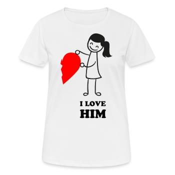 Valentinstag|Love Him - Frauen T-Shirt atmungsaktiv - Weiß - Vorne - AI Model Female 172 dark (172cm)