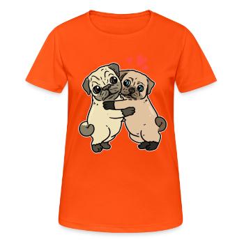 Pugs | carlin - T-shirt respirant Femme - orange néon - Devant - AI Model Female 172 dark (172cm)