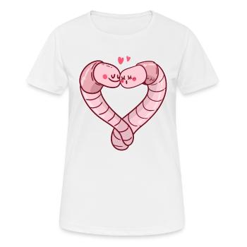 Wurm Regenwurm Valentinstag - Frauen T-Shirt atmungsaktiv - Weiß - Vorne - AI Model Female 172 dark (172cm)