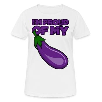 Aubergine | Eggplant funnynt - Frauen T-Shirt atmungsaktiv - Weiß - Vorne - AI Model Female 172 dark (172cm)