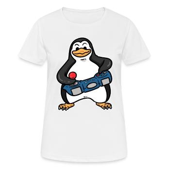 PLAYING PENGUIN , PINGUIN - Frauen T-Shirt atmungsaktiv - Weiß - Vorne - AI Model Female 172 dark (172cm)