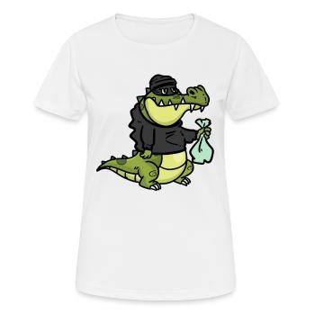 Alligator robber, Aligator robber - Women's Breathable T-Shirt - white - Front - AI Model Female 172 dark (172cm)