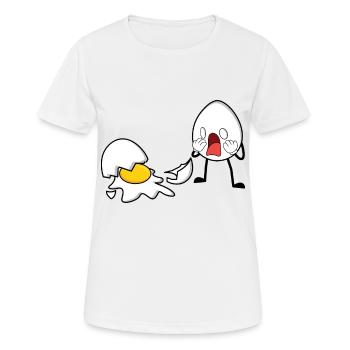 Un œuf vers le bas - T-shirt respirant Femme - blanc - Devant - AI Model Female 172 dark (172cm)
