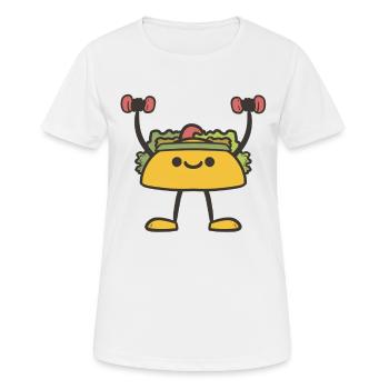 Taco trainiert mit Hantel - Frauen T-Shirt atmungsaktiv - Weiß - Vorne - AI Model Female 172 dark (172cm)