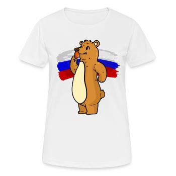 Russischer Bär und Fried Chicken Russian Bear and - Frauen T-Shirt atmungsaktiv - Weiß - Vorne - AI Model Female 172 dark (172cm)