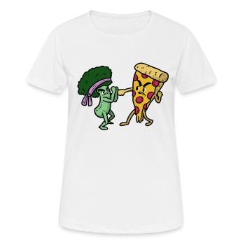 Brocoli contre pizza - T-shirt respirant Femme - blanc - Devant - AI Model Female 172 dark (172cm)