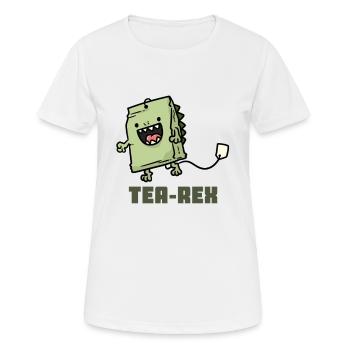 Tea Rex Tee-Rex - Frauen T-Shirt atmungsaktiv - Weiß - Vorne - AI Model Female 172 dark (172cm)