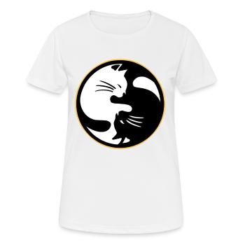 Yin Yang Twin Cat Yin Yang Twin Cat - T-shirt respirant Femme - blanc - Devant - AI Model Female 172 dark (172cm)