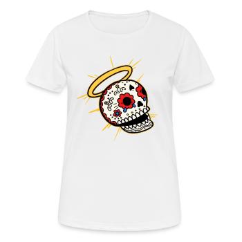 Ange crâne - T-shirt respirant Femme - blanc - Devant - AI Model Female 172 dark (172cm)
