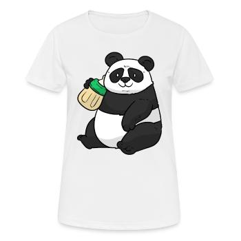 Baby Panda mit Trinkflasche - Frauen T-Shirt atmungsaktiv - Weiß - Vorne - AI Model Female 172 dark (172cm)