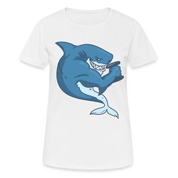 Musculation requin fitness haltère drôle - T-shirt respirant Femme - blanc - Devant - AI Model Female 172 dark (172cm)