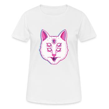 Glitch Cat Shining cat with eyes - Women's Breathable T-Shirt - white - Front - AI Model Female 172 dark (172cm)