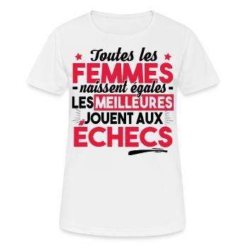 Jeux d'échecs Cadeau Humour Amie Collègue - T-shirt respirant Femme - blanc - Devant - AI Model Female 172 dark (172cm)