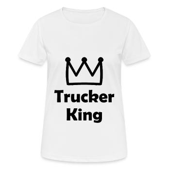 Trucker König - Frauen T-Shirt atmungsaktiv - Weiß - Vorne - AI Model Female 172 dark (172cm)