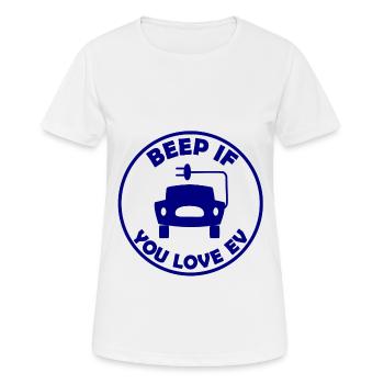 Driving an electric car - Women's Breathable T-Shirt - white - Front - AI Model Female 172 dark (172cm)