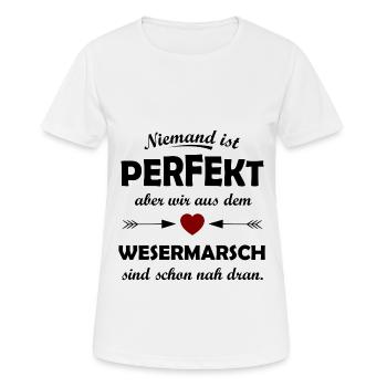 Wesermarsch in Niedersachsen - Frauen T-Shirt atmungsaktiv - Weiß - Vorne - AI Model Female 172 dark (172cm)