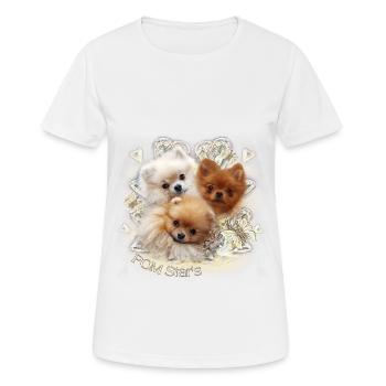 Pomeranian Group Dwarf Pointed Shirt & Accessories - Women's Breathable T-Shirt - white - Front - AI Model Female 172 dark (172cm)