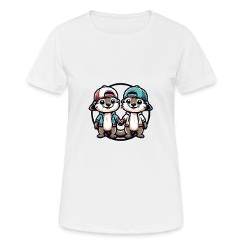 Deux copains loutres mignons copains pour toujours - T-shirt respirant Femme - blanc - Devant - AI Model Female 172 dark (172cm)