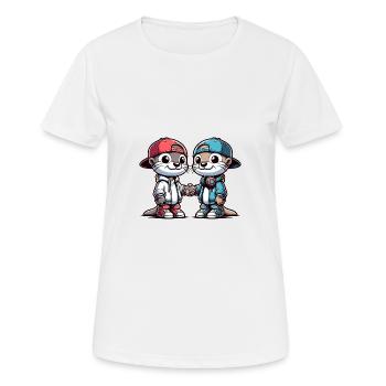 Deux copains loutres mignons copains pour toujours - T-shirt respirant Femme - blanc - Devant - AI Model Female 172 dark (172cm)