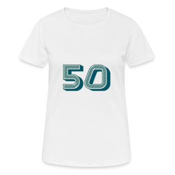 50. 50 ANS. 50e ANNIVERSAIRE. ANNIVERSAIRE 50 ANS. - T-shirt respirant Femme - blanc - Devant - AI Model Female 172 dark (172cm)