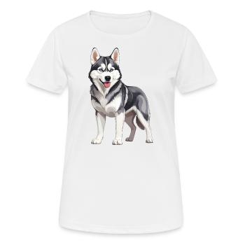 Husky mignon - T-shirt respirant Femme - blanc - Devant - AI Model Female 172 dark (172cm)