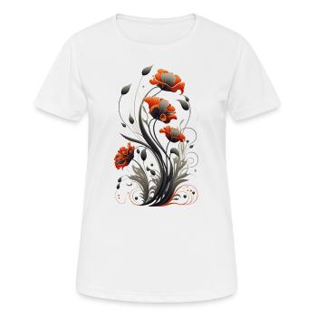 Mohnblume, Mohn, Klatschmohn, Blume, Garten, Natur - Frauen T-Shirt atmungsaktiv - Weiß - Vorne - AI Model Female 172 dark (172cm)