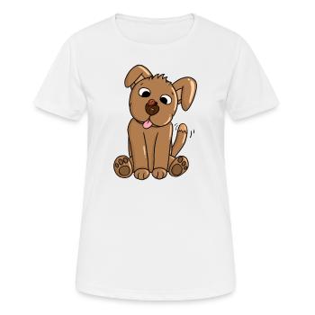 Un chiot se lie d’amitié avec une coccinelle - T-shirt respirant Femme - blanc - Devant - AI Model Female 172 dark (172cm)