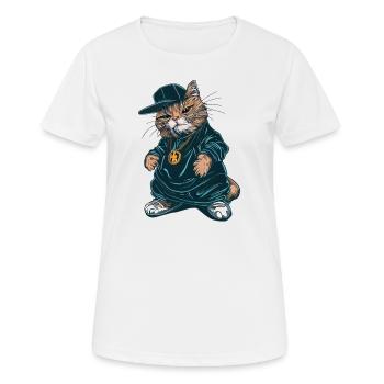 Cat West Coast Rapper - T-shirt respirant Femme - blanc - Devant - AI Model Female 172 dark (172cm)