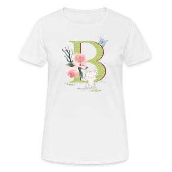 Anfangsbuchstabe B mit Katze - Frauen T-Shirt atmungsaktiv - Weiß - Vorne - AI Model Female 172 dark (172cm)