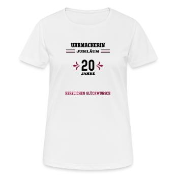 Uhrmacherin 20 Jahre Jubiläum 20. Jubi Uhrmacherei - Frauen T-Shirt atmungsaktiv - Weiß - Vorne - AI Model Female 172 dark (172cm)